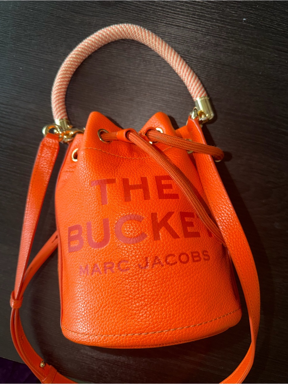 Marc Jacobs Orange Leather The Bucket Bag with Rope Handle